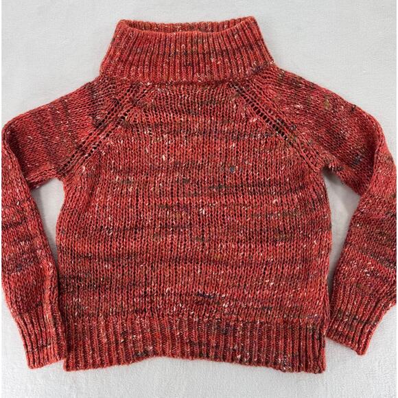 Moth Anthropologie Orange Mock Neck Wool Alpaca Sweater S Cozycore Cabincore - Picture 5 of 9
